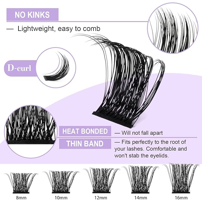 Lash ClusterS Eyelash Extension Kit Individual Lashes Clusters with Lash Cluster Glue and Remover for DIY Eyelashes Extensions (Kit,B07)