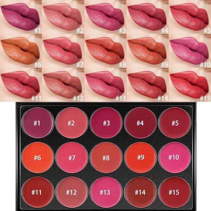 Kaely 15 Colors Matte Red Lipstick Palette for Women, Professional Lip Color Palette Makeup, Pro Lip Gloss Long Lasting Waterproof, labiales mate 24 horas originales matte larga duracion