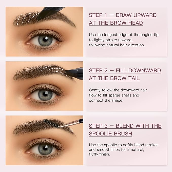 Liquid Microblading Eyebrow Pencils for Women–Waterproof, Quick-Drying, Eye Brow Pen with Angled Brush, Brow-Fection Natural Hair-Like Strokes, with Eyebrow Brush for Blending 02 Tawny Brown