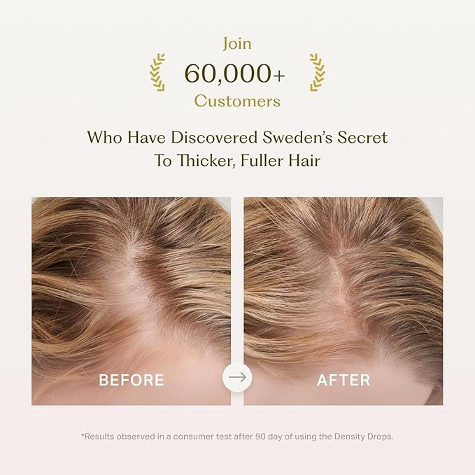 Under Your Skin Density Drops Hair Serum for Thinning Hair, Thicker Fuller-Looking Hair, Reduces Shedding, Clinically Tested Scalp Treatment with Capilia Longa, 90-Day Results, 30mL