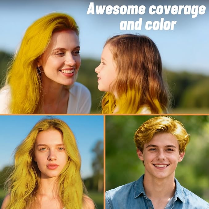 Blonde Hair Spray, Temporary Hair Color Spray for Women Men– Safe Non Sticky Washable One Day Hair Dye Spray, Disposable Accessories Included, for Halloween Cosplay Party DIY Costume Pet Fun