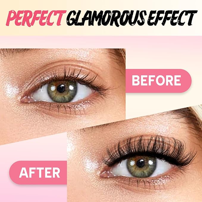 Ahrikiss Lashes Russian Strip Lashes That Look Like Extensions D Curl Fluffy False Eyelashes 10 Pairs 3D Volume Fake Lashes Wispy Faux Mink Lashes Natural Look (D17)