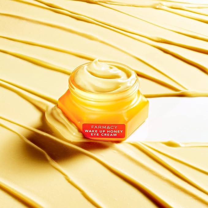 Farmacy Wake Up Honey Vitamin C Eye Cream - Brightening Under Eye Cream for Dark Circles + Puffiness - Enriched with Cranberry Peptide to Smooth Wrinkles Over Time (15ml)