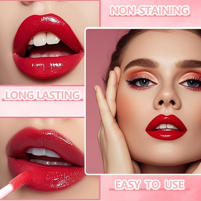 Eakroo 6 Colors Lip Tint Stain Mini Liquid Lipstick, Lip Gloss for Women, Blush for Cheeks, Lip Stain Long Lasting Waterproof, Lip Makeup, Cute Stuff, Non-Stick Cup, High Pigment, Vivid Color