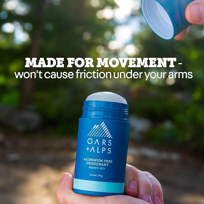 Oars + Alps Deodorant for Men & Women, Aluminum Free Deodorant for Men, Dermatologist Tested, Clean Ingredients, Non Toxic, Vegan, Long Lasting, Odor Protection, Aspen Air, 1pk, 2.6oz