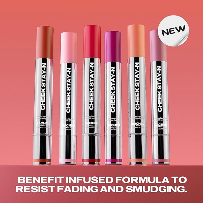 Sacheu Cheek STAY-N Liquid Blush for Cheeks — High Pigment, Buildable, Lightweight Cream Blush for Dewy Radiant Flushed Cheeks — Long-lasting & Cruelty Free (2 Pack, Sugar & Spice Duo)