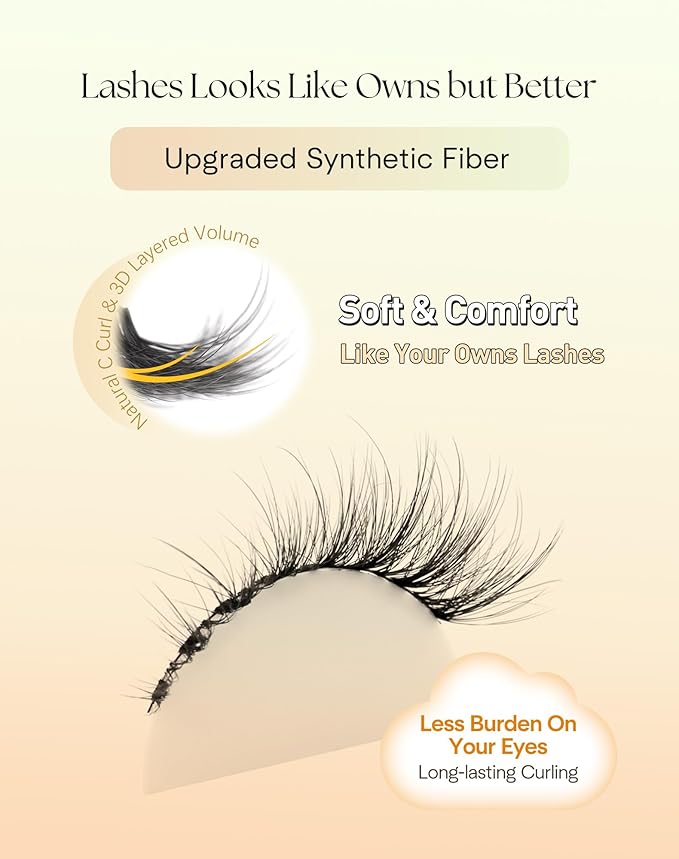 Wispy Lashes Cat Eye 15MM False Eyelashes Natural Look C Curl Natural Lash Strips Fake Eyelashes with 0.1MM Thin Band ChirpyLuna Cat Eyelash, 7 Pair