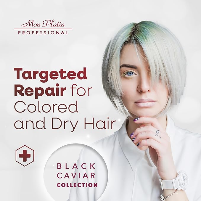 Mon Platin Professional Hair Mask, Black Caviar & Natural Silk Therapy, Deep Conditioning Hair Mask for Dry, Colored Hair, 100ML