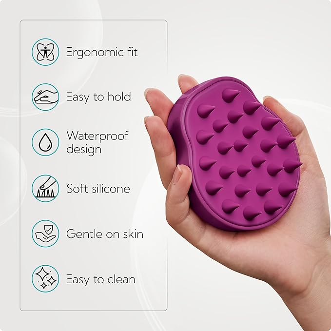 HEETA Hair Scalp Massager Shampoo Brush 2 Pack, Soft Silicone Bristles to Remove Dandruff, Waterproof Hair Scrubber for Both Wet Dry Hair, Suitable for Men & Women (Green & Purple)