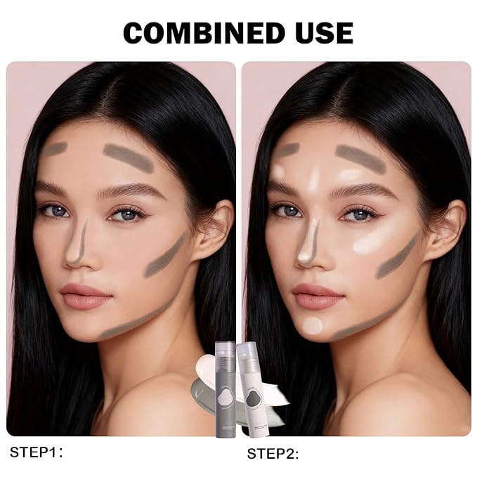 Cool Toned Liquid Contour Stick, Cold Matte Grey Cream Bronzer for Blendable Lightweight & Long Lasting Face Shaping Contouring Makeup, Portable Travel Size, 102