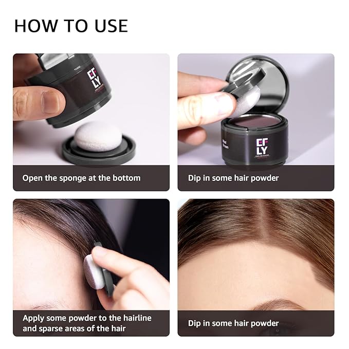 Instantly Hairline powder, Root touch up hair color for gray coverage, hair powder for women men bald spot loss and thin concealing（Dark Brown)