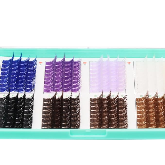 BODERMINCER D Curl False Eyelash Clusters, 8 Colors Collection, Individual Lash Extensions, 12-18mm Length For Beginner (B# 8 Colors-12-18mm D Curl)
