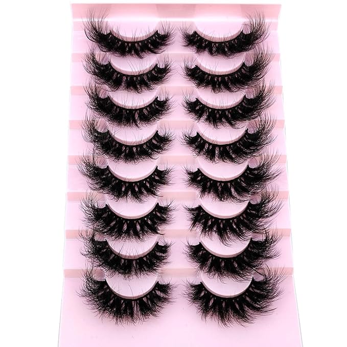 HBZGTLAD Mink Lashes Fluffy False Eyelashes 25mm Dramatic Faux Mink Eyelashes Natural Look Cat Eye Volume Eye Lashes Multipack (9D-23)