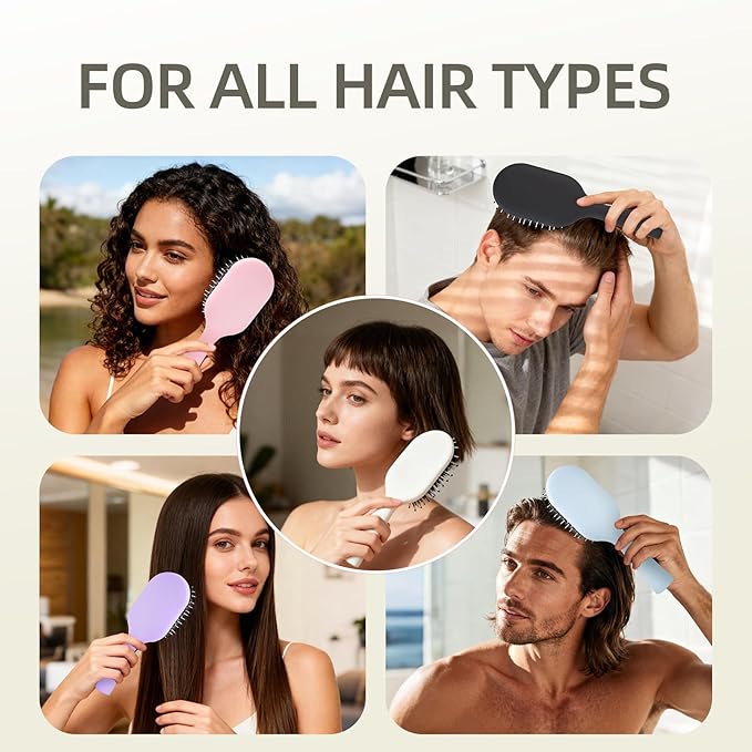 Boar Bristles Hair Brush for Women Men and Kids, Detangling Hair Brush for Smoothing Massage Add Shine, Nylon&Boar Bristles brush for Hair Healthy, Easy to Storage(White)