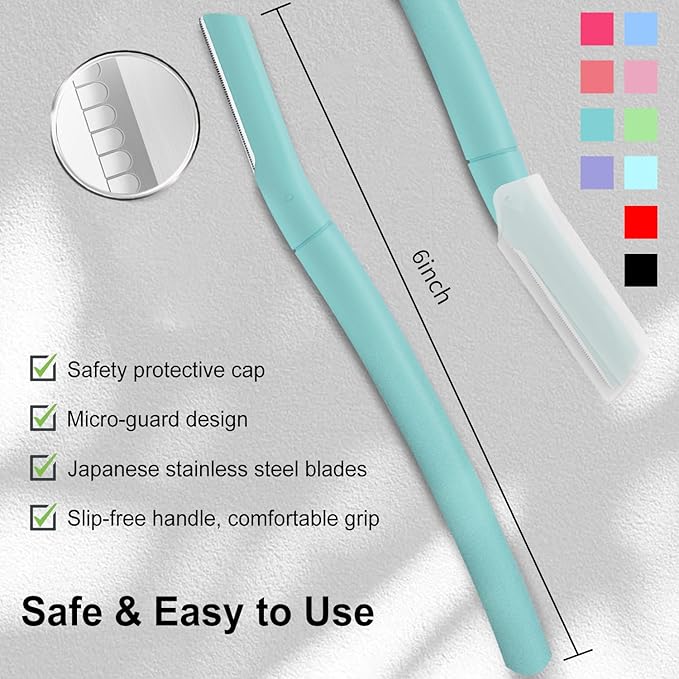 Face Razors for Women, Dermaplane Razor for Women Face, Eyebrow Razor, Dermaplaning Tool, Gentle Exfoliation Microblades for Sensitive Skin, Peach Fuzz Remover