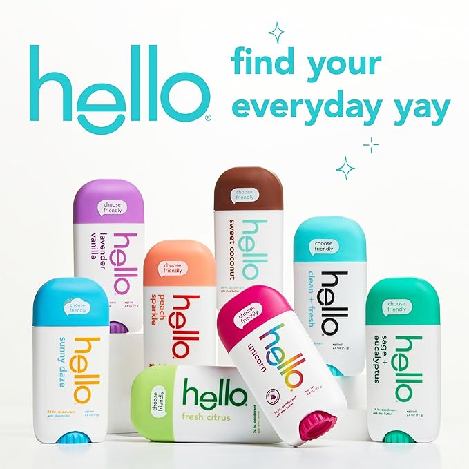 Hello Peach Aluminum Free Deodorant for Women + Men, Natural Fragrance, Dermatologically tested, Baking Soda Free, Parabens Free, Dye Free, 24 Hour Odor Protection, (Pack of 2)