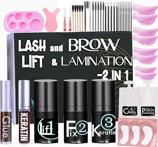 Lash Lift Brow Lamination Kit, Rapid Eyelash and Eyebrow Lifting, DIY Perming Lashes at Home Or Salon Usage Be Eye Voluminous for 6 Weeks About 15 Applications