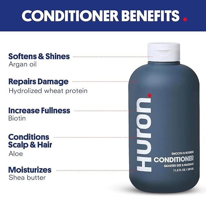 Huron Shower Kit - Shampoo, Conditioner, & Body Wash For Men - Sandalwood + Black Pepper Scent - Hydrating & Nourishing Men's Shampoo & Conditioner