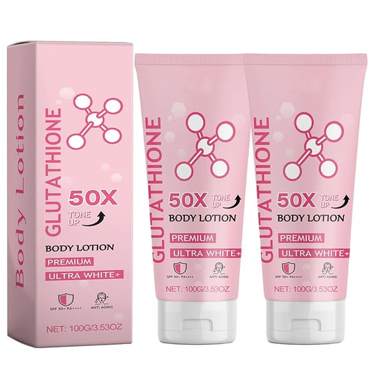 2PCS Glutathione 50x Tone Up Body Lotion, Glutathione Body Cream, Moisturizing and Soft Skin Body Lotion for Women and All Skin Types