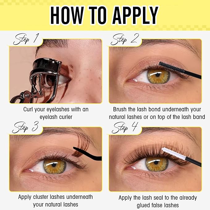 Brown Lash Clusters Natural Individual Lashes Cat Eye Eyelash Clusters D Curl Wispy DIY Lashes Extensions Brown Cluster Eyealshes Extension (10-16MM)