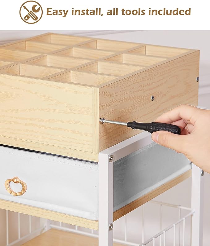 Makeup Storage Organizer for Bedroom: Make Up Holder with Drawer - Vanity Organization for Skincare Cosmetic Brush Beauty Accessories