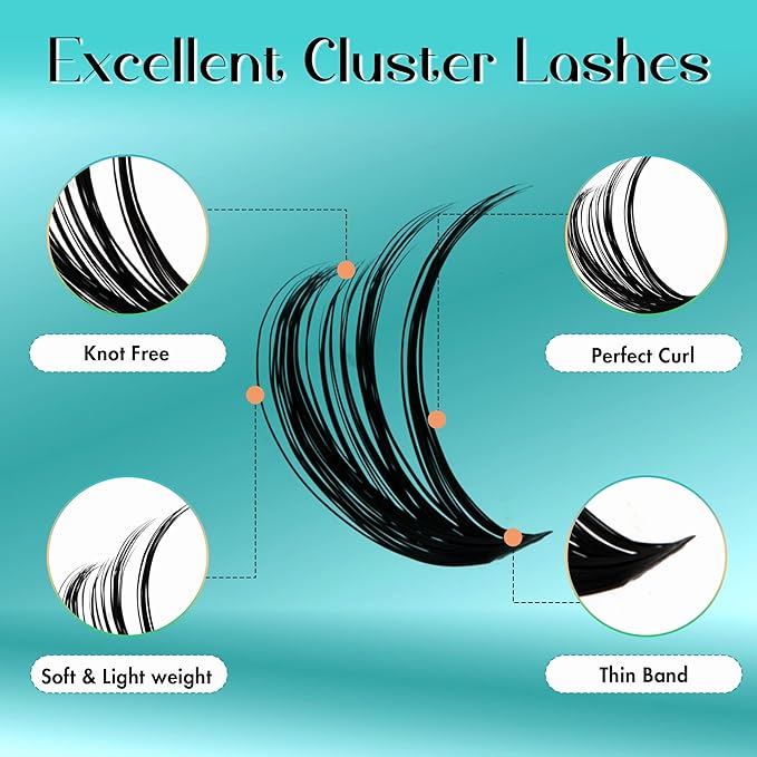 GEMERRY Lash Clusters 280pcs 50D DIY Eyelash Extension D Curl Individual Lash Cluster Natural Eyelash Extension Mixed Tray Reusable Handmade Home Application (50D-0.07D-10-18MIX)