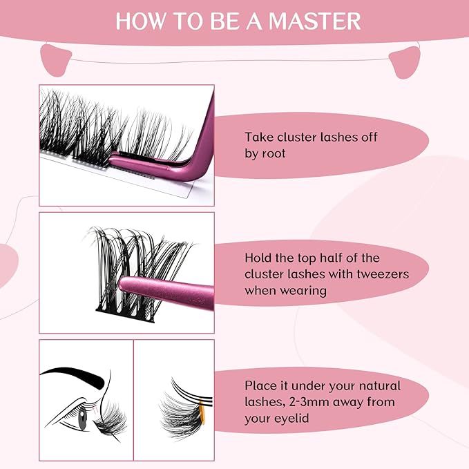 Cluster Lashes 72 Pcs Lash Clusters DIY Eyelash Extension Individual Cluster Eyelashes Tender Style Self-Application Fluffy Super Thin Band Reusable Soft & Comfortable(Tender-D-8-16mix)