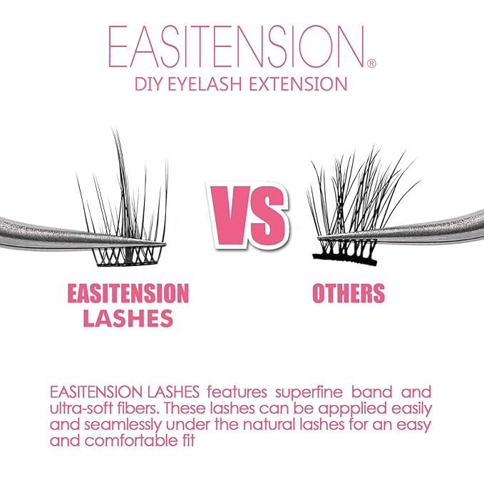 DIY Eyelash Extension, 3D Effect Individual Melt Flare Lash Cluster Natural Lashes Set, Home Eyelash Extension, D curl Lashes Pack 12mm,14mm (14MM-Spikes)