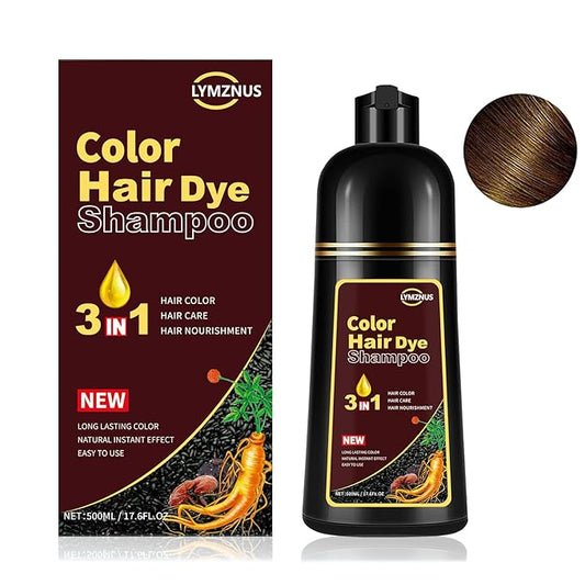Instant Chestnut Hair Color shampoo, Chestnut Brown Hair Dye Shampoo 3 in 1 for Women Men, Herbal Brown Hair Shampoo, Dark Hair Colors in Minutes 500ml