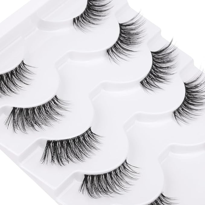 False Eyelashes Half Lashes Natural Look Wispy Mink Lashes zanlufly Cat Eye DIY Lightweight Invisible Band Reusable Soft Handmade Lashes Pack