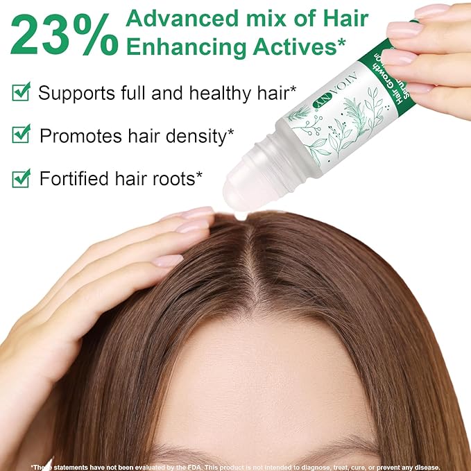 Rosemary Hair Growth Serum Roll On, Hair Thicker Serum with 3% Rosemary, 3% Redensyl & 2% Anagain, Scalp Serum, Reduces Hair Fall & Follicle Strengthener, Thicker, Fuller Hair, All Hair Types (2PCS)