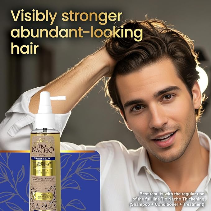 Tío Nacho Thickening Hair Treatment with Royal Jelly and Nettle Extract, Volumizing Spray for Fine or Thinning Hair, Boosts Strength, Fullness and Natural Volume, 4.5 fl oz (Pack of 3)