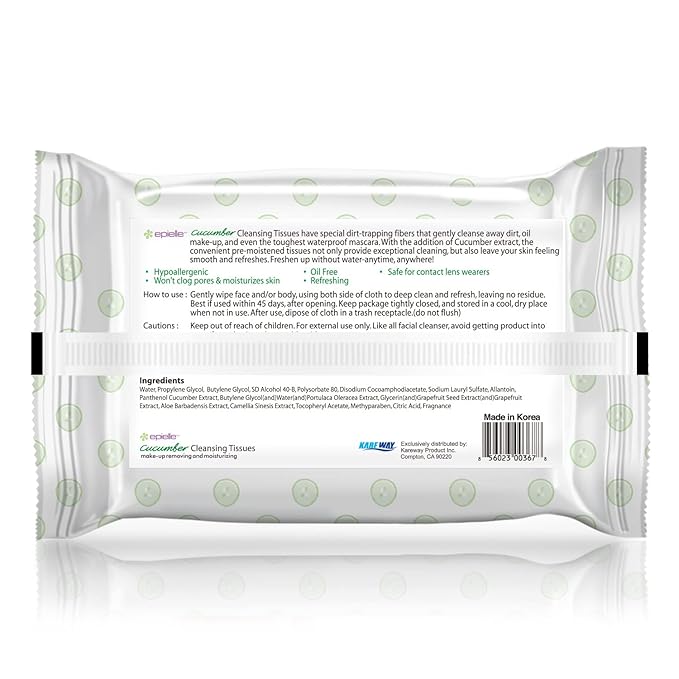 Epielle Makeup Remover Wipes, Remove Waterproof Mascara, Gentle Daily Facial Cleanser Towelettes with Collagen, Cucumber & Argan Oil, Stocking Stuffers, Thanksgiving Essentials, 60 Count (Pack of 4)