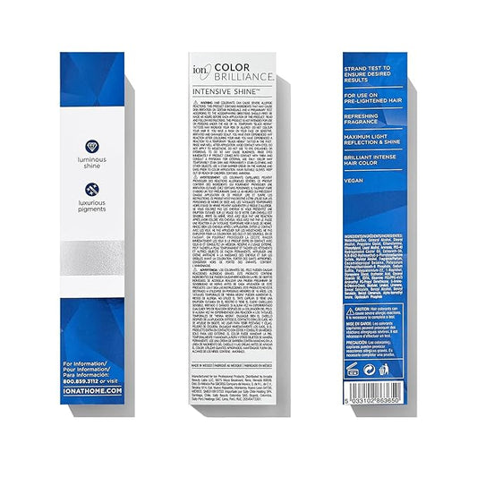 Ion Permanent Brights Creme Hair Color Sapphire, Vegan, Cruelty Free, PPD Free, 100% Gray Coverage, Long Lasting, Fade Resistant Color, 2.05 oz