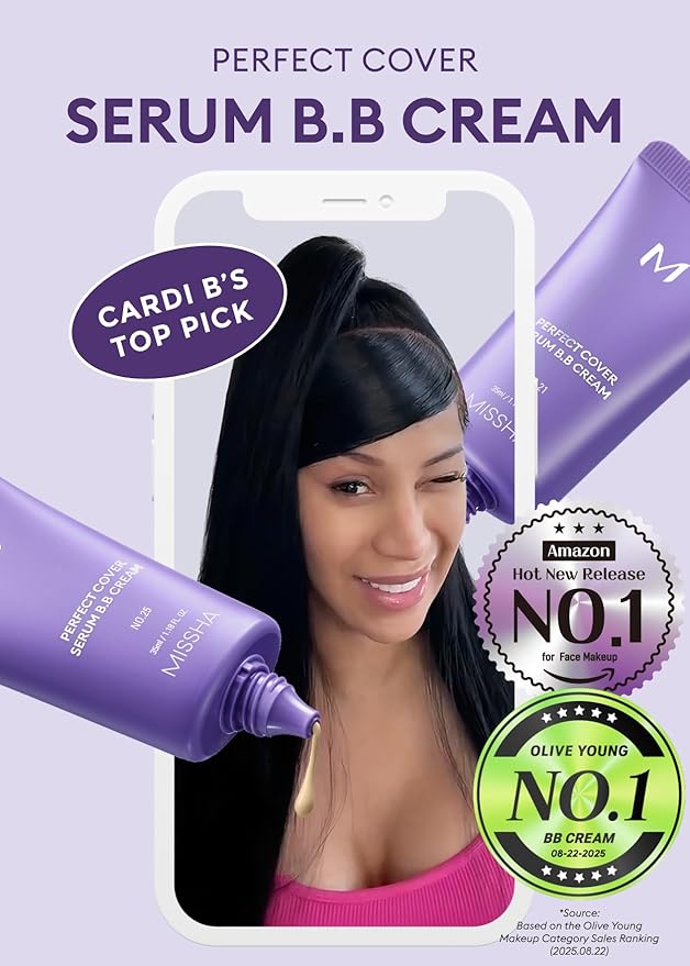 MISSHA M PERFECT COVER SERUM BB CREAM No.17 Fair- Fair with Cool Undertone, BB Cream by Cardi B Pick, Skin Tint, Tinted Moisturizer, Skin Care Foundation Makeup, Korean Makeup,1.18 Fl oz