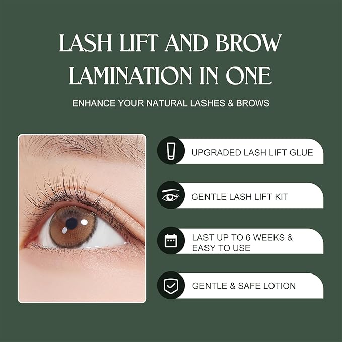 Lash Lift Kit for Eyelash Perm, Professional Lash & Brow Lift Natural Ingredient for Long-Lasting Natural Curl & Self Lash Lifting, Brow Lamination Set for Salon-Quality Results at Home