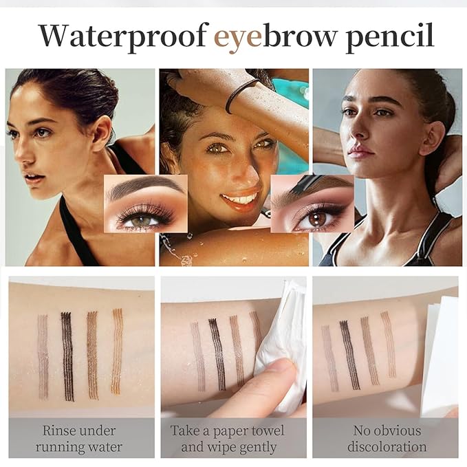 Eyebrow Pencil,Dark Brown 4-Point Micro-Fork Tip Eyebrow Pen,Smudge-Proof Portable Microblading Eyebrow Pencil,Eye Makeup Long-Lasting Waterproof To Create Exquisite Eyebrow Hair for Women