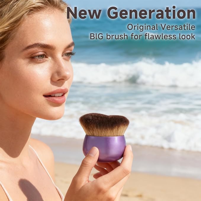 Blend & Blur Extra Large Body Makeup Brush for Self Tanner,Leg Makeup & Bronzer Self Tan Applicator, Powder, Foundation, Blusher, Bronzer，Massager for Face Gift box (Purple)