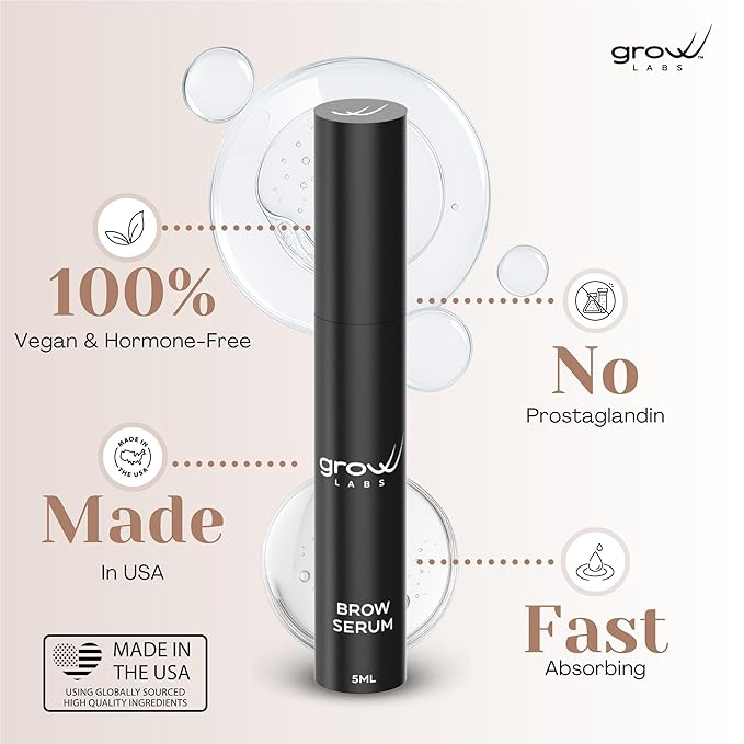 Eyebrow Growth Serum – with Biotin & Peptides – Regrow Eyebrow Hair – Nourishing Formula for Thicker, Fuller, Natural-Looking Brows – Vegan, Cruelty-Free – Made in USA – 5 ml