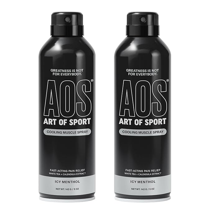 Art of Sport Muscle Relief Spray for Men – Cooling Menthol Pain Relief for Sore Muscles & Joints – Back, Neck, Knee, Shoulder, Hip – Fast-Acting Body Spray – Made for Athletes – 5 fl oz (2-Pack)