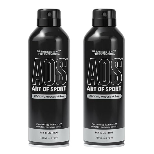 Art of Sport Muscle Relief Spray for Men – Cooling Menthol Pain Relief for Sore Muscles & Joints – Back, Neck, Knee, Shoulder, Hip – Fast-Acting Body Spray – Made for Athletes – 5 fl oz (2-Pack)