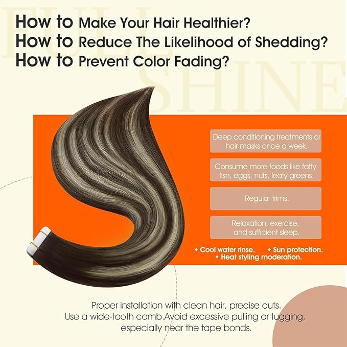 Full Shine Tape in Extensions Human Hair Balayage Tape in Hair Extensions Color 2/60/2 Human Hair Extensions Tapes in 14 Inch Seamless Invisible Tapes in Human Hair for Women 50Gram 20Pcs