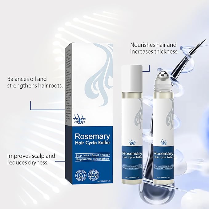 Rosemary Hair Growth Serum - 2Packs Roll-On Hair Growth Serum with Redensyl & Anagain, Suitable for All Women's Hair Types(30ml)