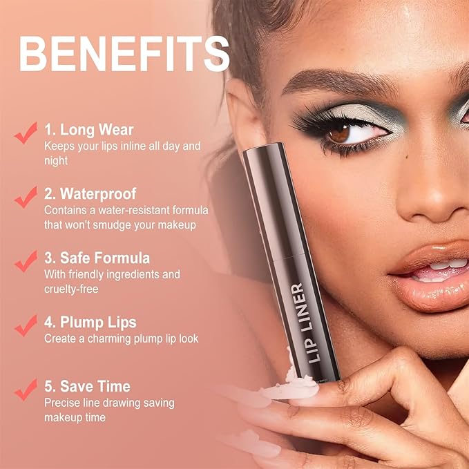 OETUIOW Lip Liner Stain, Lip Stain Moisturizing & Enhancing Complexion for All Skin Types Women, Lip Lint Waterproof & Long-Lasting (Coral)