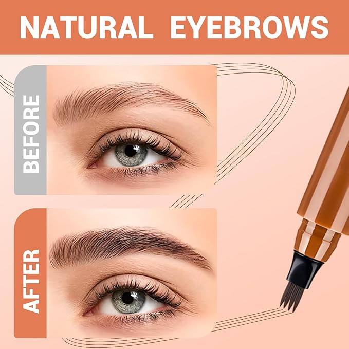 Microblading Eyebrow Pencil, 2025 Upgraded 3D Waterproof Eyebrow Pen, Fine Tip Long Lasting Brow Pen for Natural Brows, Eye Brow Pencils for Women (Red Brown)