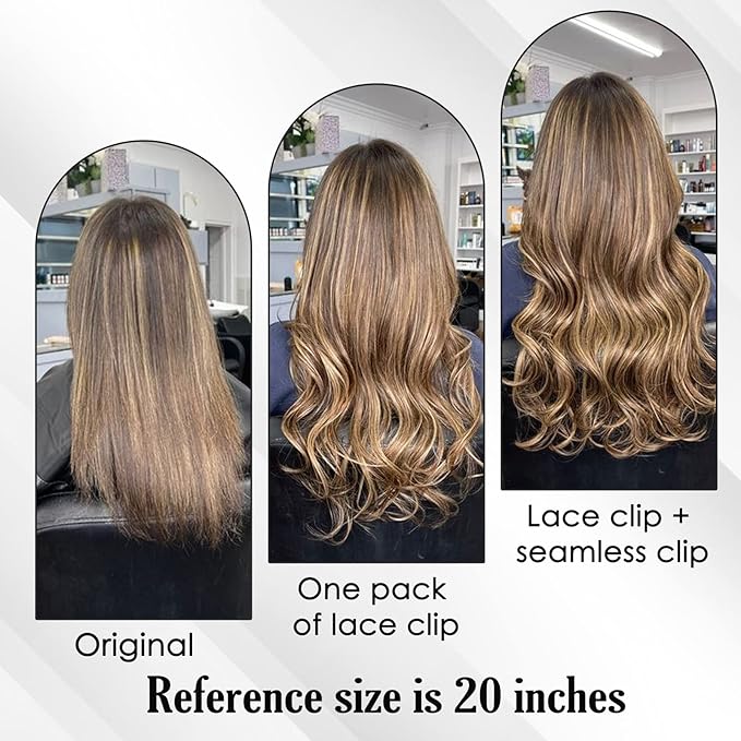 Full Shine Clip in Hair Extensions Ash Blonde Highlights 16 Inch 3 Pcs 60 G Lightweight Clip in Hair Extensions for Thin Hair