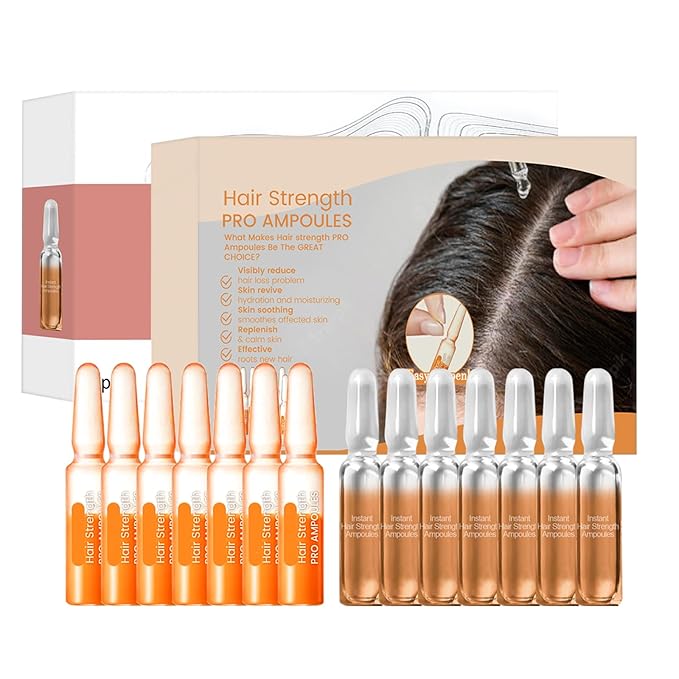 Hair Ampoule Serum, Hair Ampoule Treatment and Hair Strength Ampoule, Hair Nourishing Concentrate, Strengthening Hair, Hair Lotion for Thinning Hair Damage, Dry Hair, 2PCS