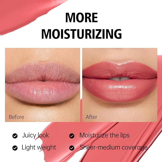 Dark Red Moisture Lipstick for Women Hydrate Tinted Lip Balm for Dry Cracked Lips Glossy Blackberry Lip Color Juicy Finish, MA074 Wine Radio