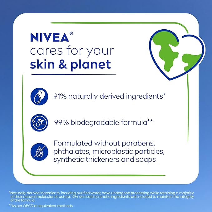 NIVEA Refreshing Basil and White Tea Body Wash with Nourishing Serum, Scented Body Wash for Women, Enriched with Provitamin B5 and Vitamin E, 20 Fl Oz Bottle