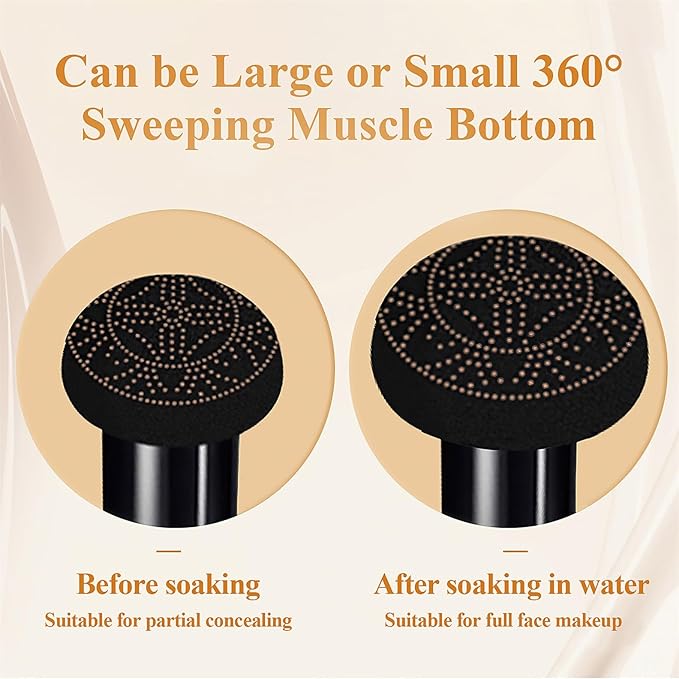 Mushroom Head Air Cushion CC Cream - BB Cream Foundation for Concealer Full Coverage Skin Moisturizing, Brighten Long - Lasting Even Color Correcting for All Skin Types (Natural)